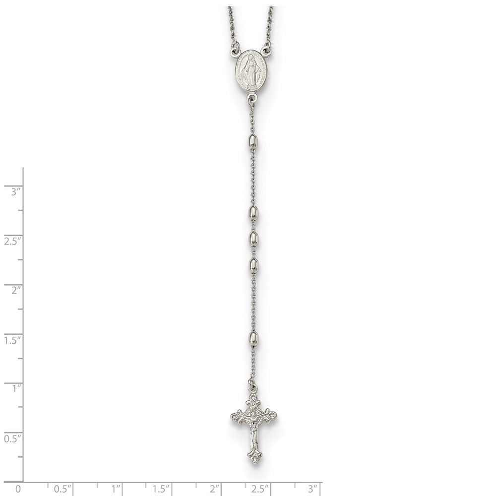 Sterling Silver Beaded Rosary18 Inch Necklace With1.25 Extension