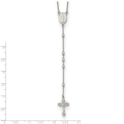 Sterling Silver Beaded Rosary18 Inch Necklace With1.25 Extension