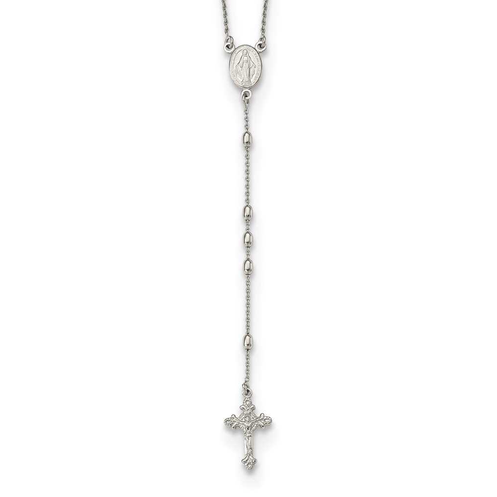 Sterling Silver Beaded Rosary18 Inch Necklace With1.25 Extension