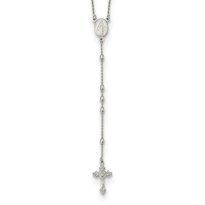 Sterling Silver Beaded Rosary18 Inch Necklace With1.25 Extension