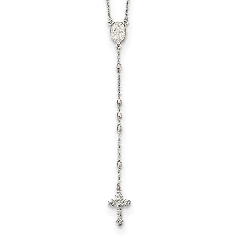 Sterling Silver Beaded Rosary18 Inch Necklace With1.25 Extension