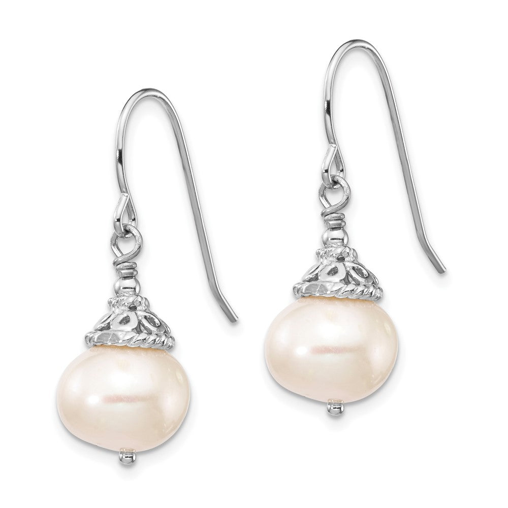 Sterling Silver Rhodium-Plated 9-10mm Fwc Pearl Necklace/Earrings Set