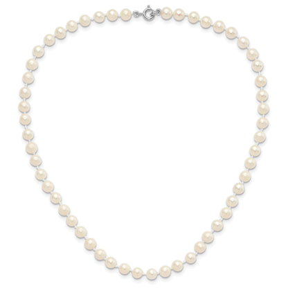 14 Inch Sterling Silver Madi K Rhodium-Plated 5-6mm Semi-Round Freshwater Cultured Pearl 12In Necklace, 4In Bracelet & Button Earrring Set