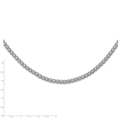 Sterling Silver Shimmer Rhodium-Plated 17 Inch 80 Stone Cz Riviera Necklace