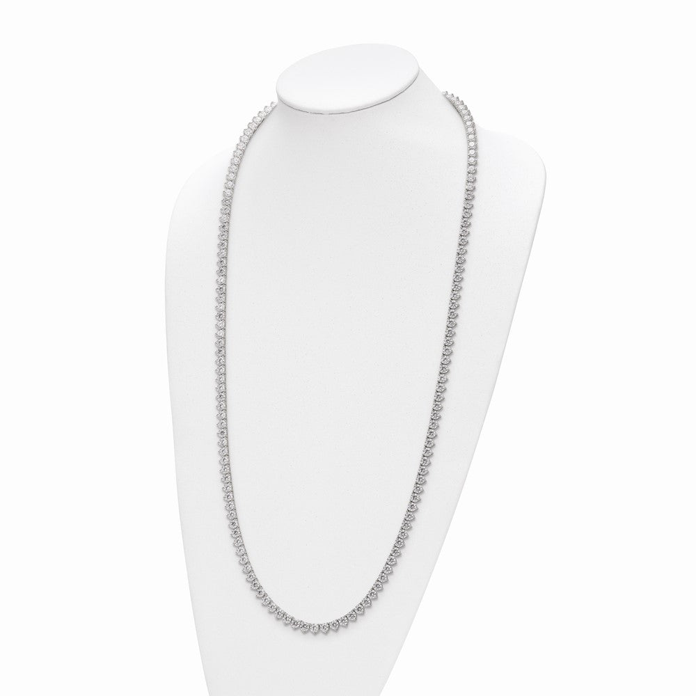 Sterling Silver Shimmer Rhodium-Plated 36 Inch 155 Stone Cz Riviera Necklace