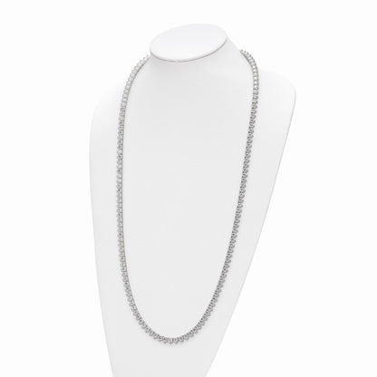 Sterling Silver Shimmer Rhodium-Plated 36 Inch 155 Stone Cz Riviera Necklace