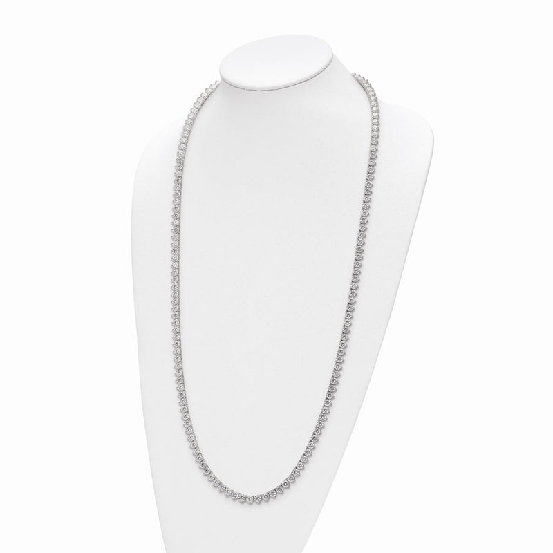 Sterling Silver Shimmer Rhodium-Plated 36 Inch 155 Stone Cz Riviera Necklace