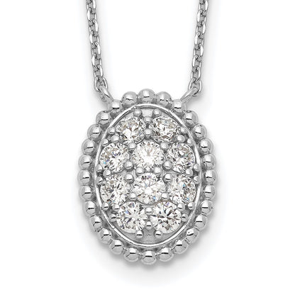 Sterling Silver Shimmer Rhodium-Plated 18 Inch 10 Stone Oval Cz Necklace