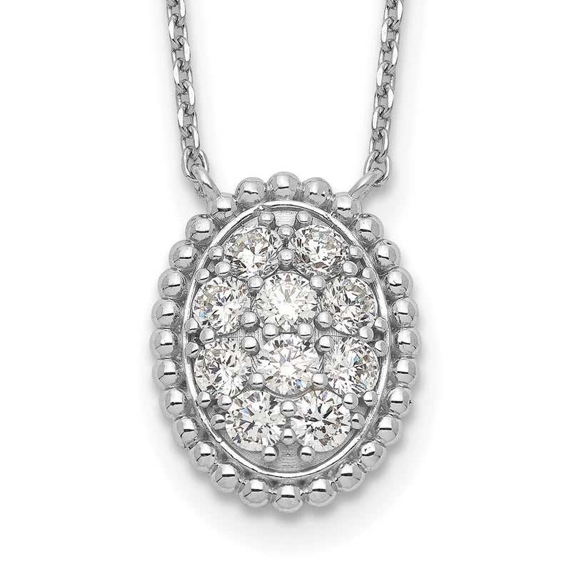 Sterling Silver Shimmer Rhodium-Plated 18 Inch 10 Stone Oval Cz Necklace