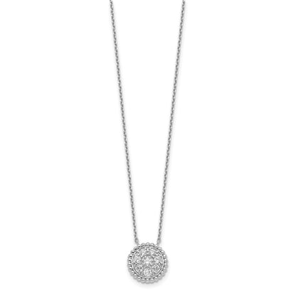Sterling Silver Shimmer Rhodium-Plated 18 Inch 8 Stone Cz Round Necklace