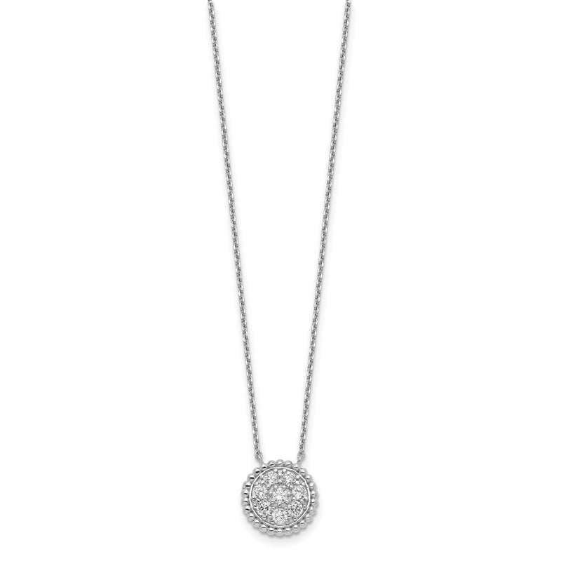 Sterling Silver Shimmer Rhodium-Plated 18 Inch 8 Stone Cz Round Necklace