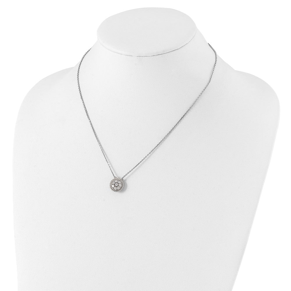 Sterling Silver Shimmer Rhodium-Plated 18 Inch 8 Stone Cz Round Necklace
