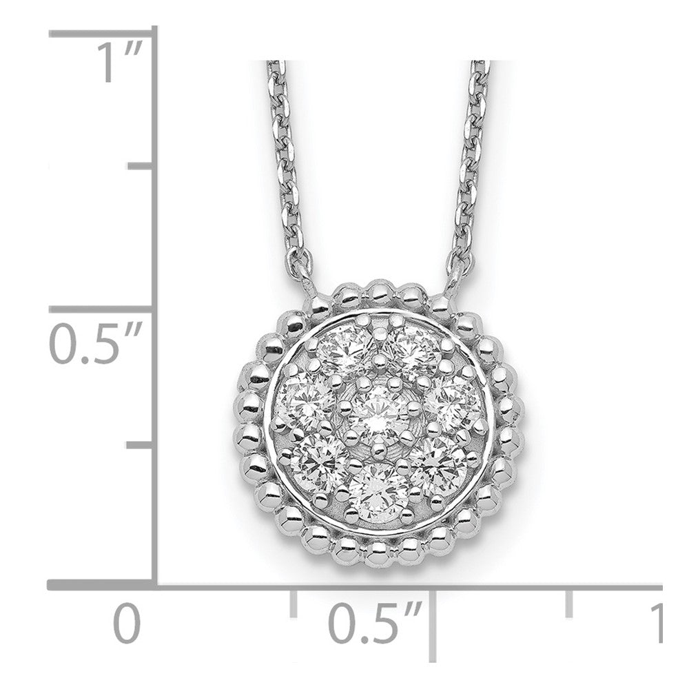 Sterling Silver Shimmer Rhodium-Plated 18 Inch 8 Stone Cz Round Necklace