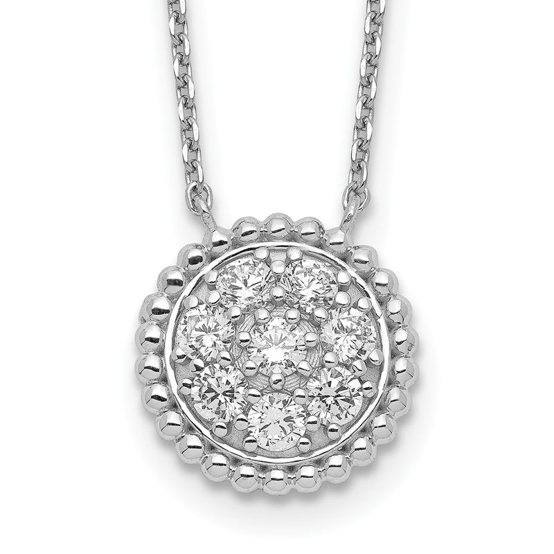 Sterling Silver Shimmer Rhodium-Plated 18 Inch 8 Stone Cz Round Necklace