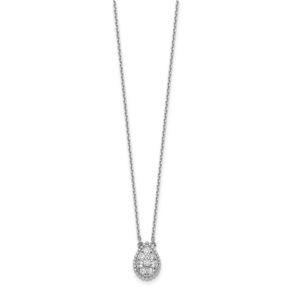 Sterling Silver Shimmer Rhodium-Plated 18 Inch 8 Stone Teardrop Cz Necklace
