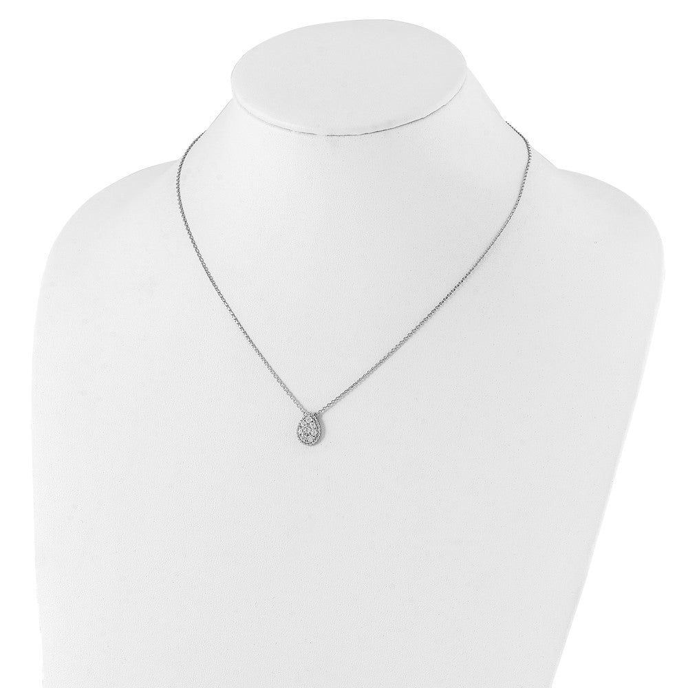 Sterling Silver Shimmer Rhodium-Plated 18 Inch 8 Stone Teardrop Cz Necklace