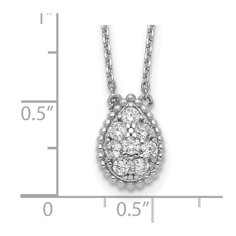 Sterling Silver Shimmer Rhodium-Plated 18 Inch 8 Stone Teardrop Cz Necklace