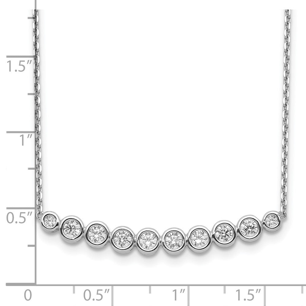 Sterling Silver Shimmer Rhodium-Plated 16 Inch 10 Stone Cz Bar Necklace With 2 Extender