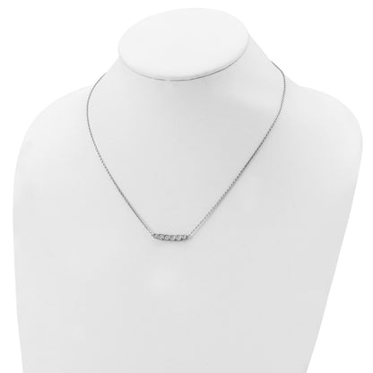 Sterling Silver Shimmer Rhodium-Plated 16 Inch 6 Stone Cz Bar Necklace With 2 Extender