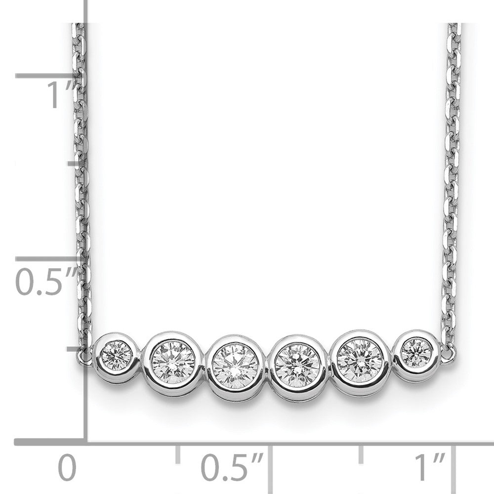 Sterling Silver Shimmer Rhodium-Plated 16 Inch 6 Stone Cz Bar Necklace With 2 Extender