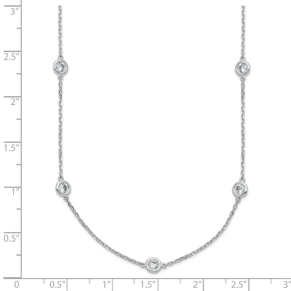 Sterling Silver Shimmer Rhodium-Plated 3mm Cz 15 Stone Station 24 Inch Necklace
