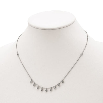 Sterling Silver Shimmer Rhodium-Plated 18 Inch 48 Stone 11 Star Stations Cz Necklace
