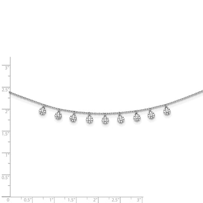 Sterling Silver Shimmer Rhodium-Plated 18 Inch 48 Stone 11 Star Stations Cz Necklace