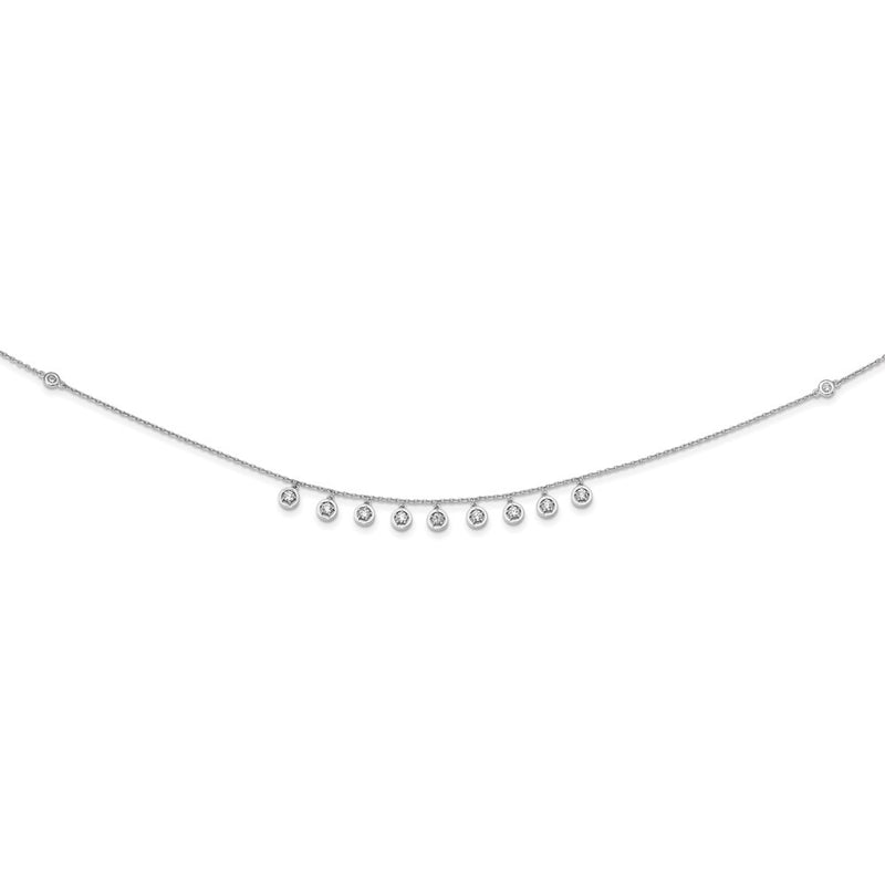Sterling Silver Shimmer Rhodium-Plated 18 Inch 11 Stone Station Cz Necklace