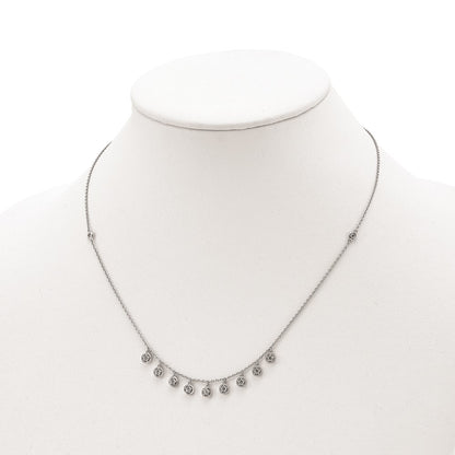 Sterling Silver Shimmer Rhodium-Plated 18 Inch 11 Stone Station Cz Necklace