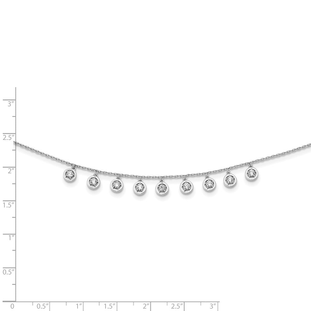 Sterling Silver Shimmer Rhodium-Plated 18 Inch 11 Stone Station Cz Necklace