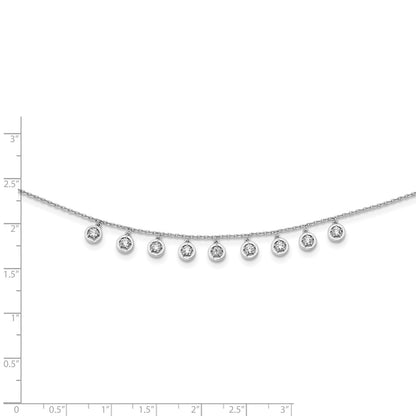 Sterling Silver Shimmer Rhodium-Plated 18 Inch 11 Stone Station Cz Necklace