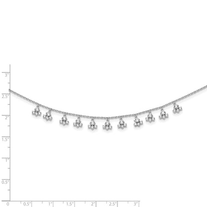 Sterling Silver Shimmer Rhodium-Plated 18 Inch 46 Stone 13 Cluster Stations Cz Necklace