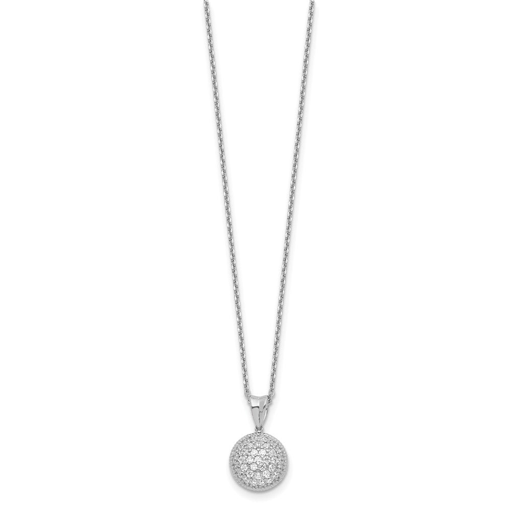 Sterling Silver Shimmer Rhodium-Plated 18 Inch 41 Stone Cz Round Necklace