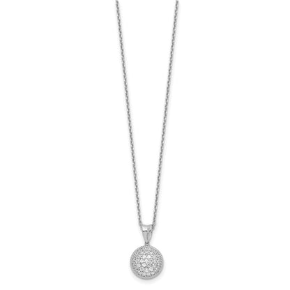 Sterling Silver Shimmer Rhodium-Plated 18 Inch 41 Stone Cz Round Necklace