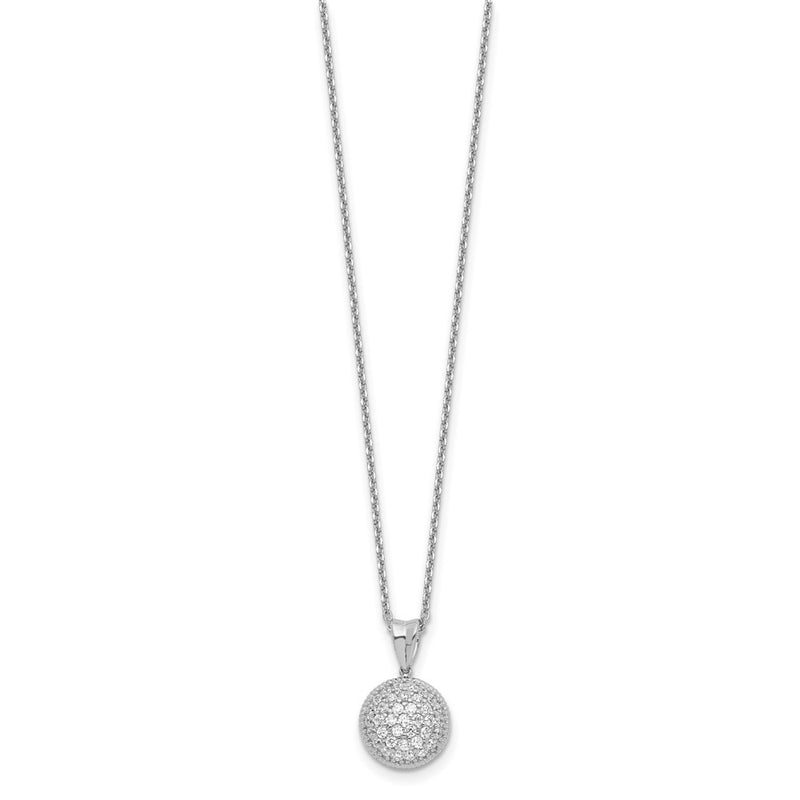 Sterling Silver Shimmer Rhodium-Plated 18 Inch 41 Stone Cz Round Necklace