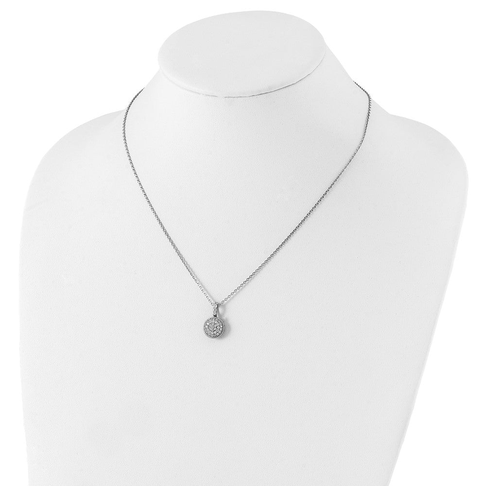 Sterling Silver Shimmer Rhodium-Plated 18 Inch 41 Stone Cz Round Necklace