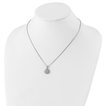 Sterling Silver Shimmer Rhodium-Plated 18 Inch 41 Stone Cz Round Necklace