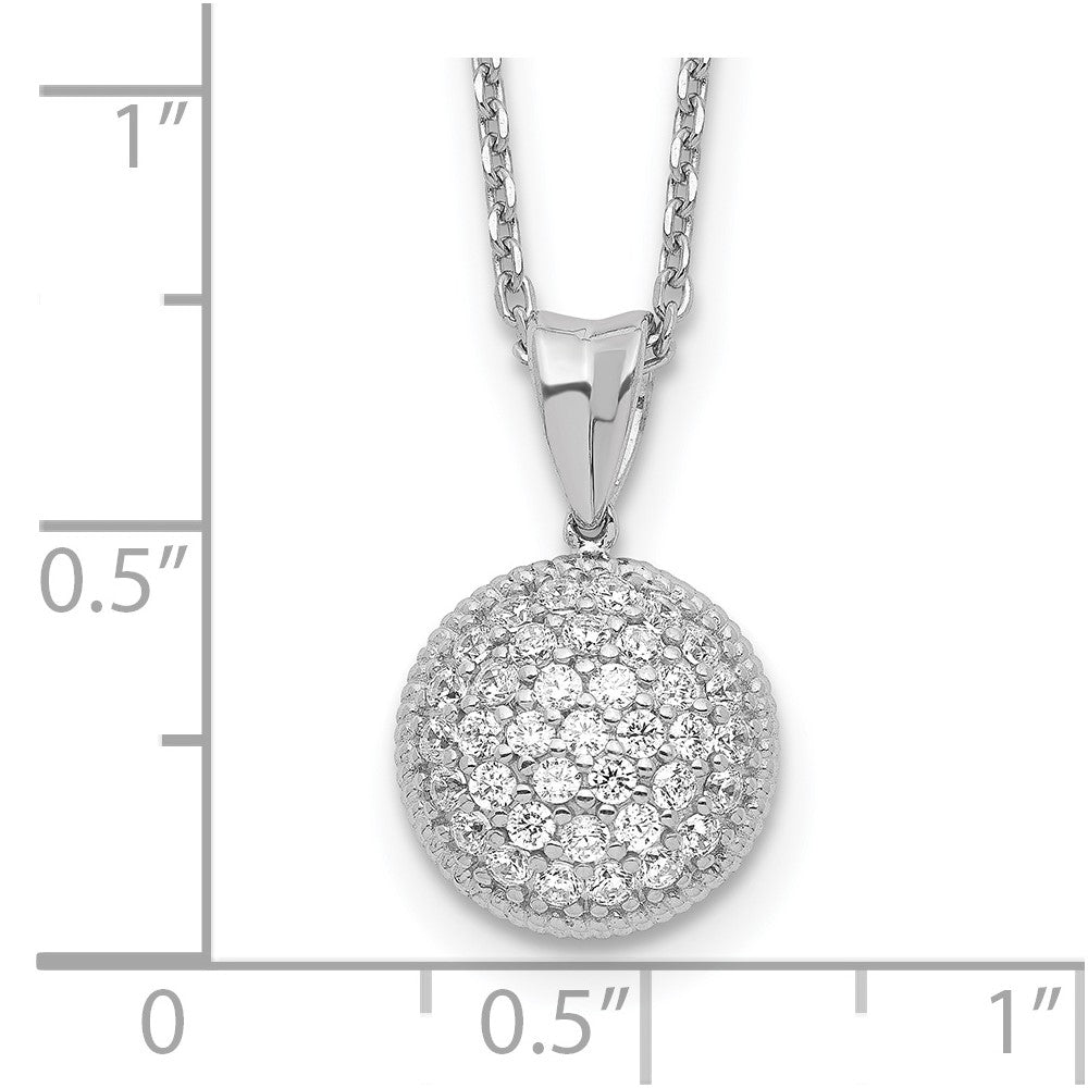 Sterling Silver Shimmer Rhodium-Plated 18 Inch 41 Stone Cz Round Necklace