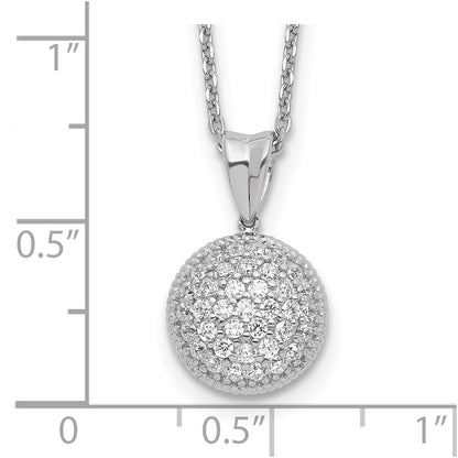 Sterling Silver Shimmer Rhodium-Plated 18 Inch 41 Stone Cz Round Necklace