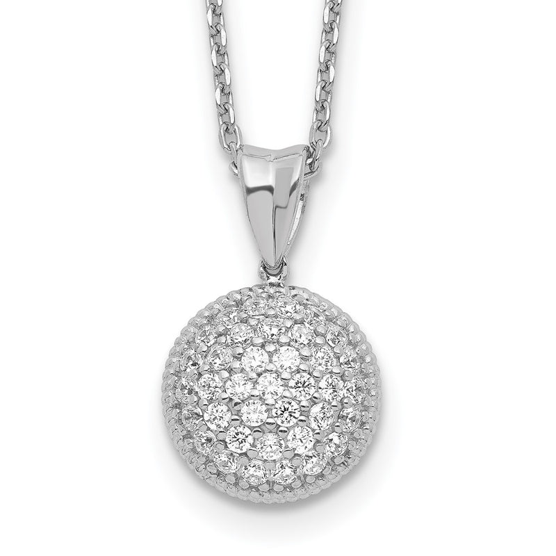 Sterling Silver Shimmer Rhodium-Plated 18 Inch 41 Stone Cz Round Necklace