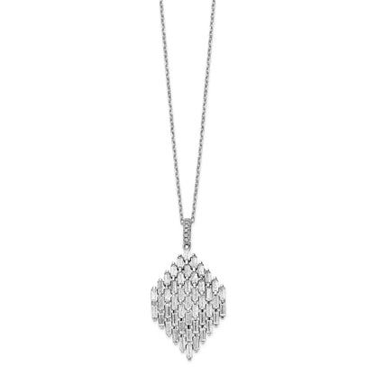 Sterling Silver Shimmer Rhodium-Plated 16 Inch 53 Stone Cz Cluster Necklace With 2 Extender