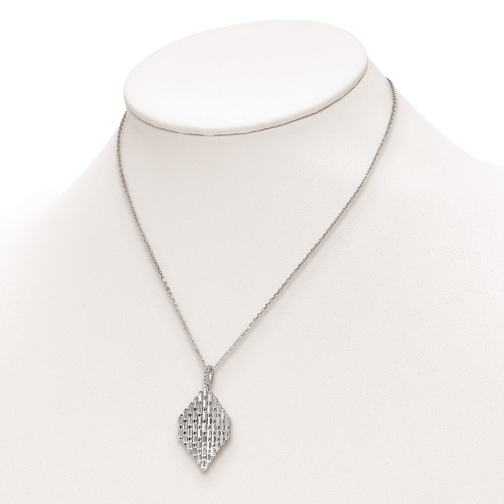 Sterling Silver Shimmer Rhodium-Plated 16 Inch 53 Stone Cz Cluster Necklace With 2 Extender