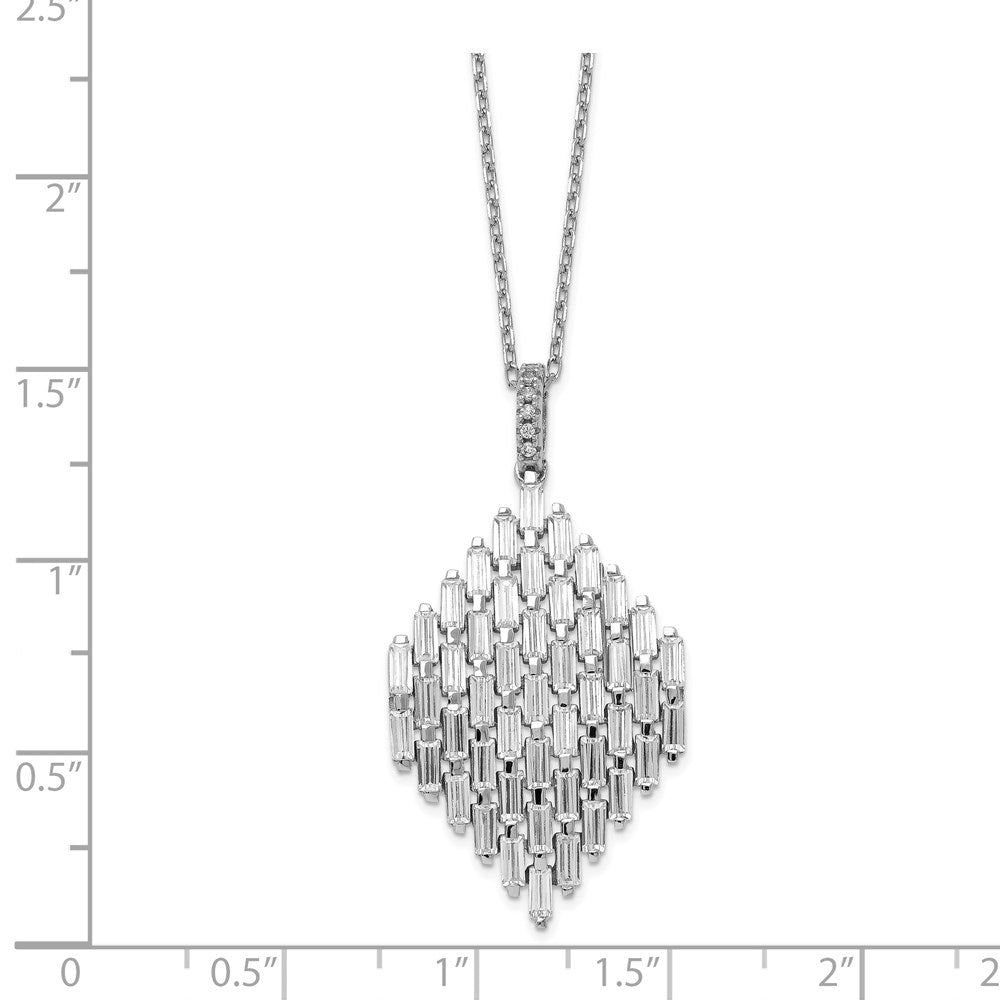 Sterling Silver Shimmer Rhodium-Plated 16 Inch 53 Stone Cz Cluster Necklace With 2 Extender