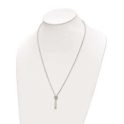 Sterling Silver Shimmer Rhodium-Plated 26 Inch Adjustable 27 Stone Cz Lariat Necklace