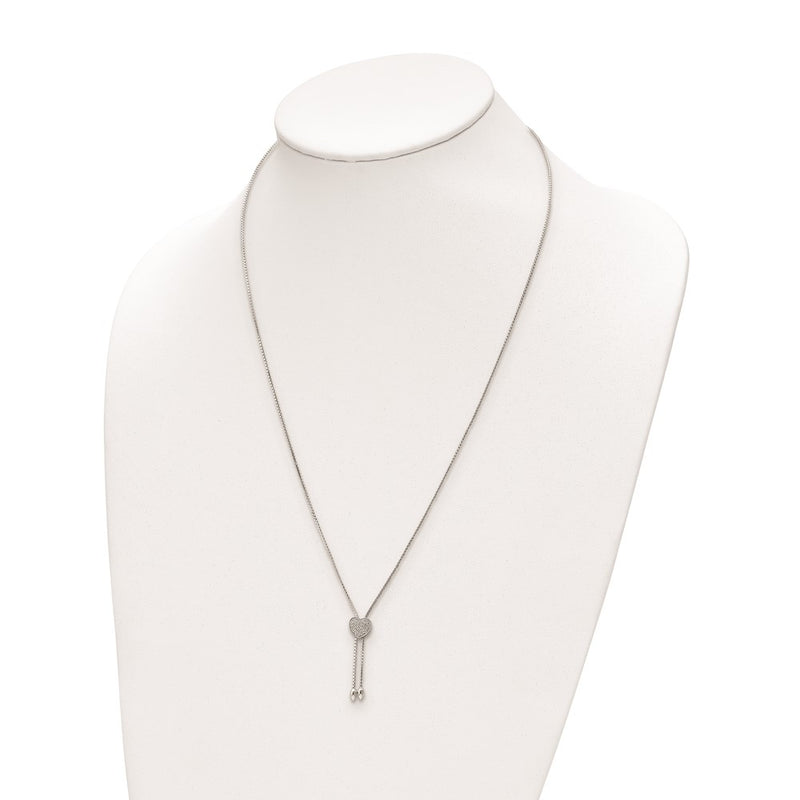 Sterling Silver Shimmer Rhodium-Plated 26 Inch Adjustable 27 Stone Cz Lariat Necklace