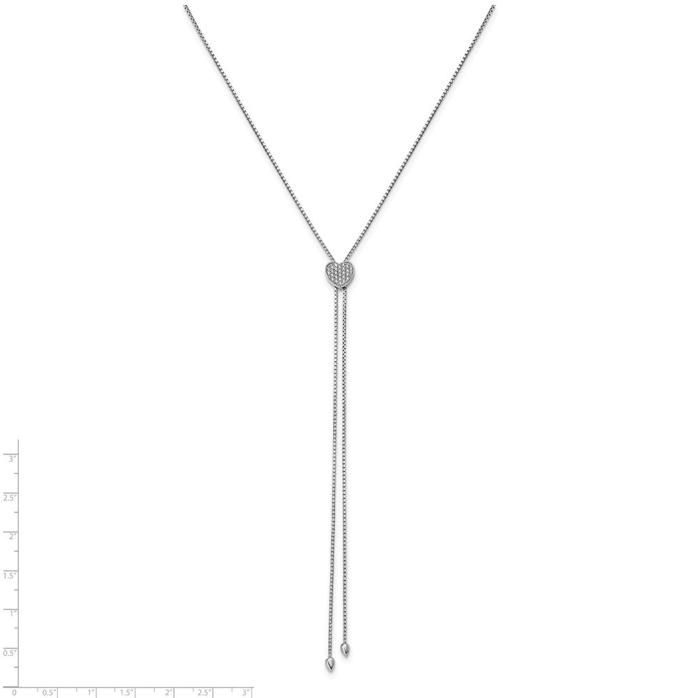Sterling Silver Shimmer Rhodium-Plated 26 Inch Adjustable 27 Stone Cz Lariat Necklace