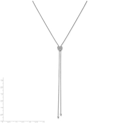 Sterling Silver Shimmer Rhodium-Plated 26 Inch Adjustable 27 Stone Cz Lariat Necklace