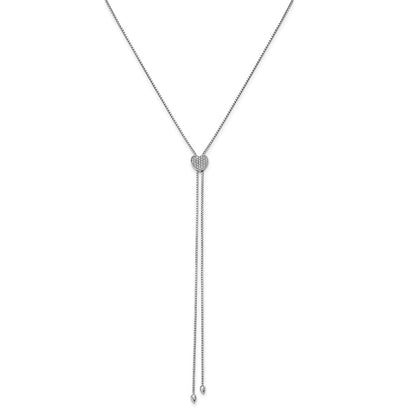 Sterling Silver Shimmer Rhodium-Plated 26 Inch Adjustable 27 Stone Cz Lariat Necklace