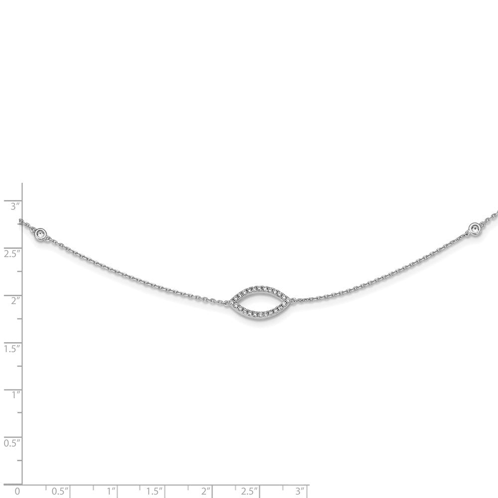Sterling Silver Shimmer Rhodium-Plated 18 Inch 76 Stone 7 Station Cz Necklace
