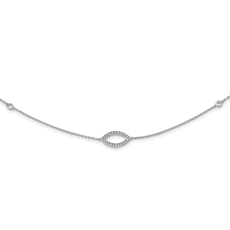 Sterling Silver Shimmer Rhodium-Plated 18 Inch 76 Stone 7 Station Cz Necklace